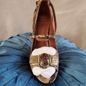BCBG Brown Snake Skin Heels